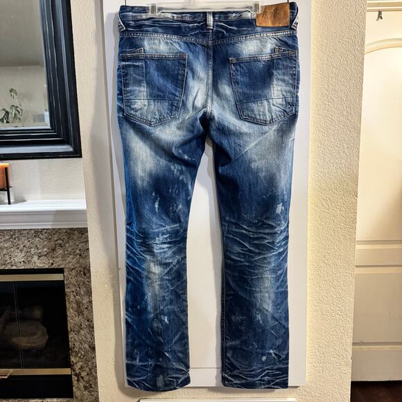 PRPS Goods & Co Straight Fit Jeans Denim Distressed Grunge Indigo E67P115 Sz 36 - Picture 3 of 12